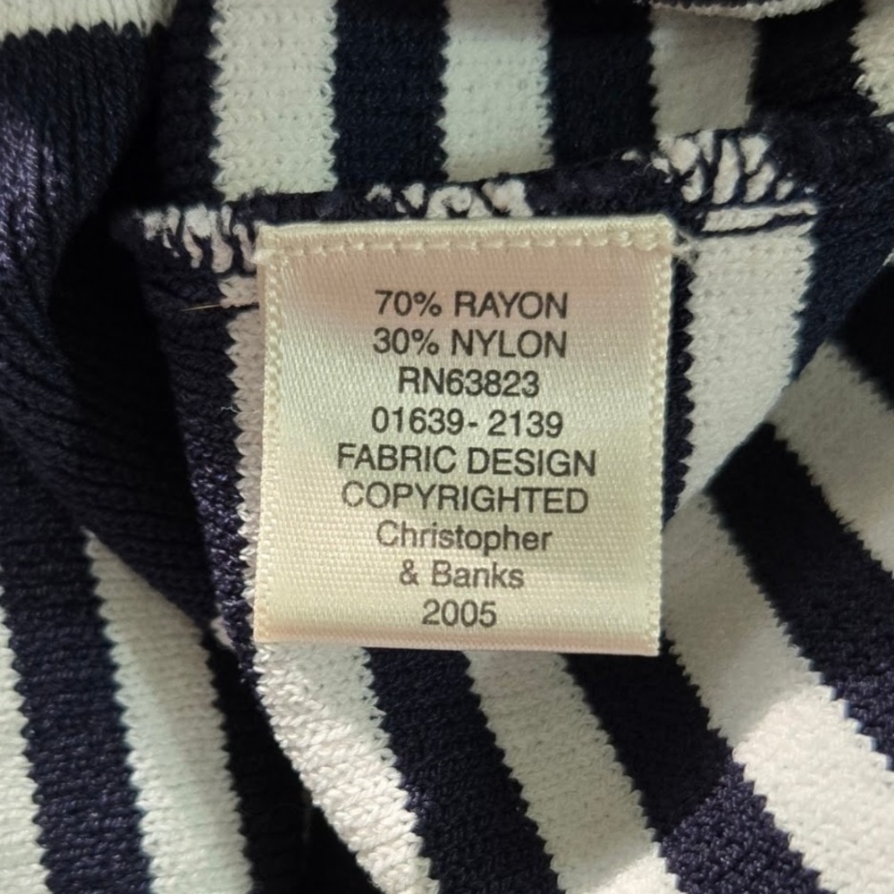 Christopher & Banks Womens Nautical Sweater Size M Coastal Striped Boat Neck - Picture 7 of 7